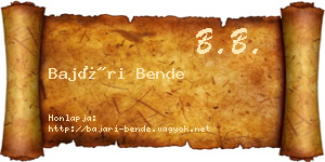 Bajári Bende névjegykártya